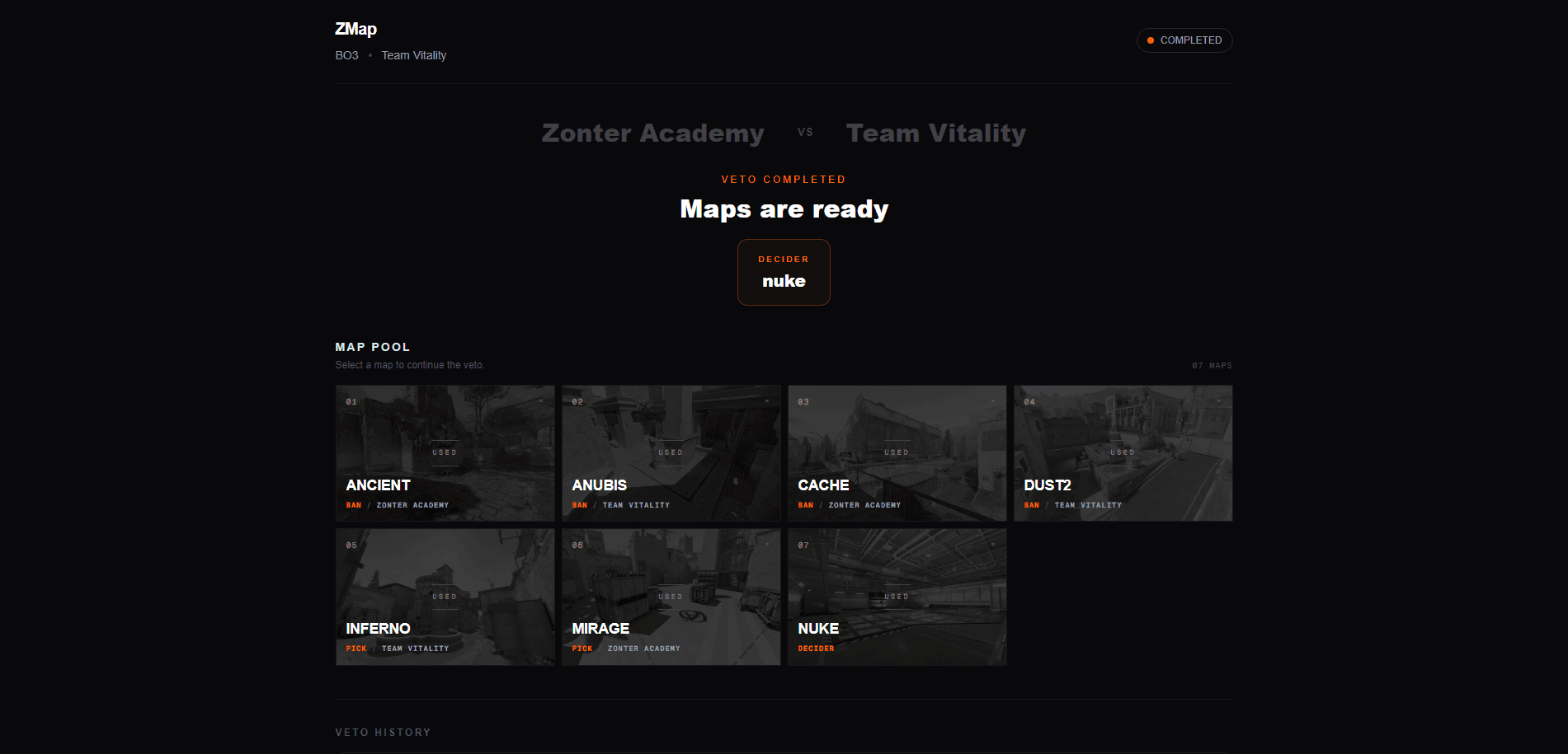 ZMap map veto interfeysi